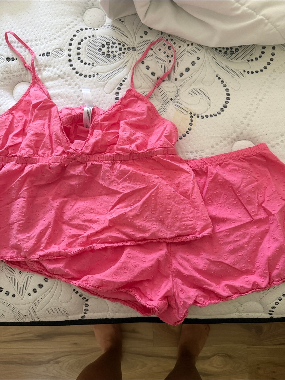 wild fable Hot Pink Eyelet Two-Piece Cami & Shorts Sleep Set